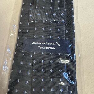 Lands' End Black Tie with Blue Accents